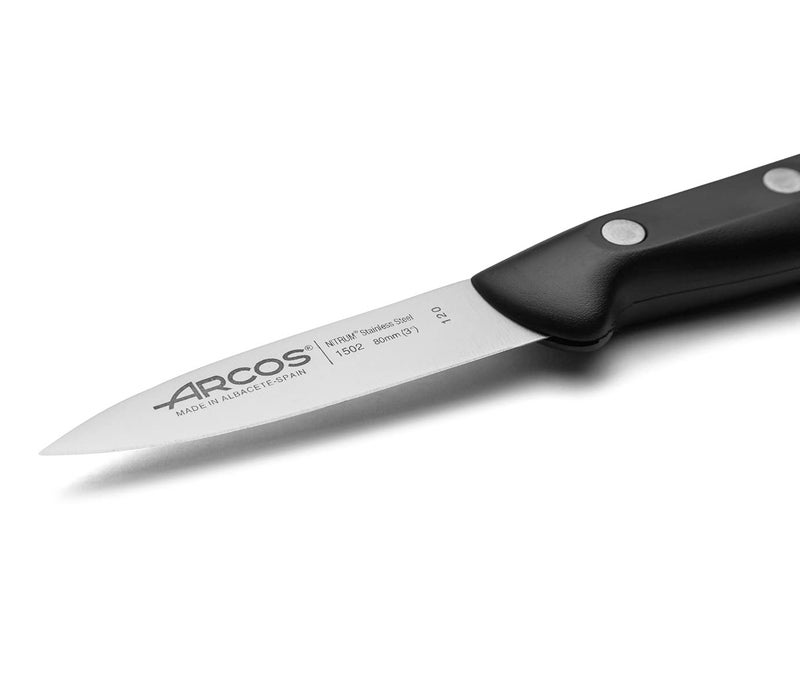 Arcos Paring Knife 3 Inch Stainless Steel. Professional Kitchen Knife for Peeling Fruits and Vegetables. Ergonomic Polyoxymethylene Handle and 80mm Blade. Series Maitre. Color Black - Image 3
